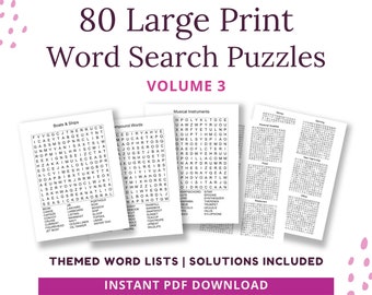 80 puzzle di ricerca di parole a caratteri grandi per anziani e adulti, volume 3.