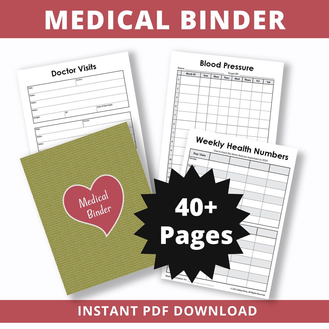 Medical Binder, Health Tracker Printable, Medical Information Digital ...