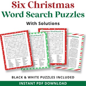 Christmas Word Search Puzzles Printable, Party Games, Christmas Activity