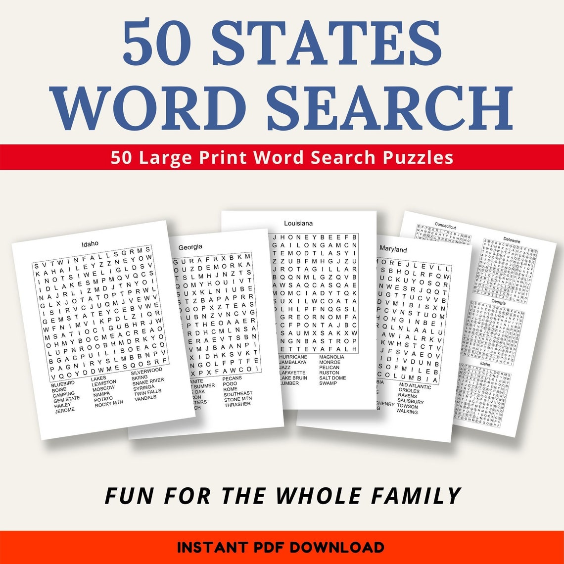 50 Large Print Word Search Puzzles for Seniors Adults Etsy