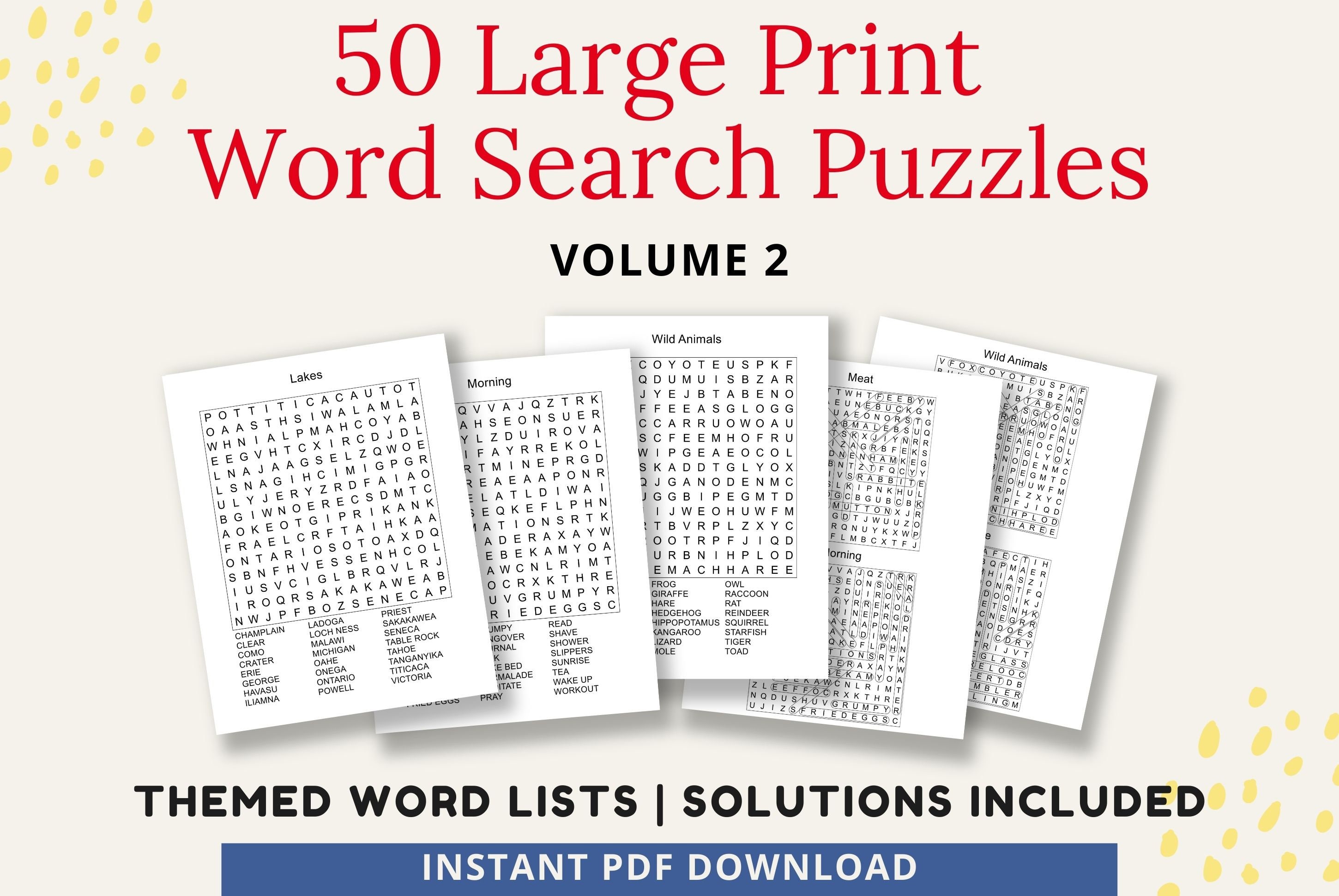 50 Large Print Word Search Puzzles for Seniors Adults Vol Etsy Canada