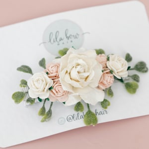 Bridal Hair Clip, Flower Girl Hairpiece, Pink Mist & Ivory Wedding Clip, Bridesmaid Hair Accessory