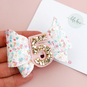 Confetti Birthday Bow,  birthday number, Birthday bow, birthday girl bows, birthday headbands, birthday clips
