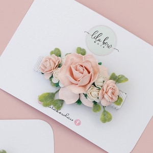 Pink Flower hair clip, Flower girl hair, wedding hair, bridesmaid hair