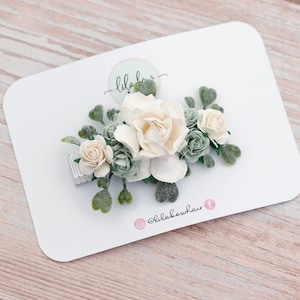 Haarclip saliebloem, haarclip bloemenmeisje, bloemclip bruiloft, junior bruidsmeisje afbeelding 1