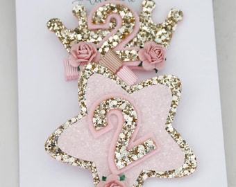 Fiocco Per Capelli Scintillante Rosa E Argento Per Compleanno - Foto 8