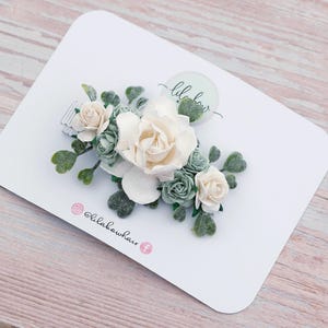 Haarclip saliebloem, haarclip bloemenmeisje, bloemclip bruiloft, junior bruidsmeisje afbeelding 4