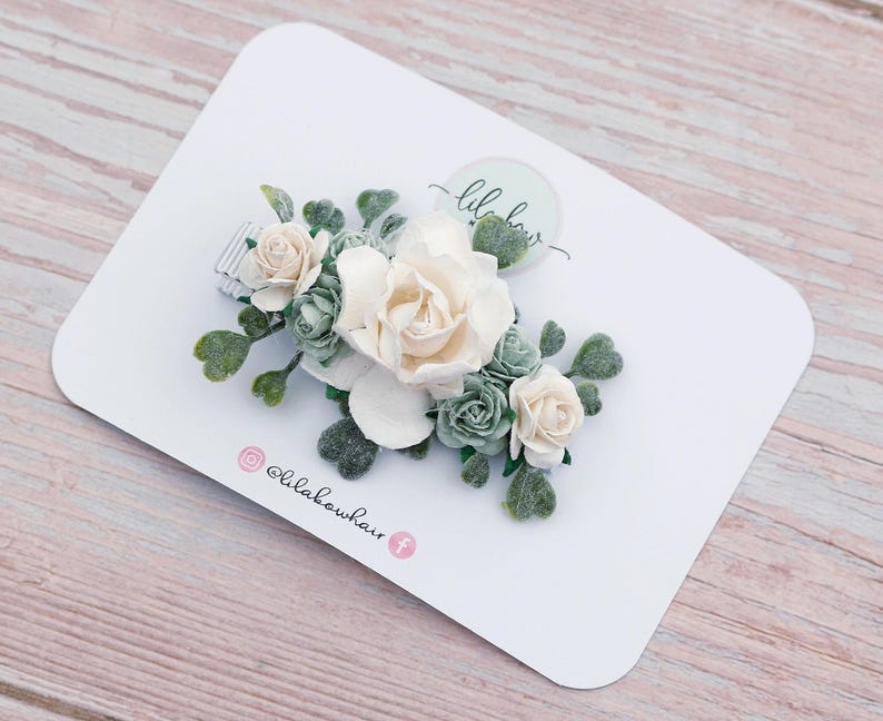 Haarclip saliebloem, haarclip bloemenmeisje, bloemclip bruiloft, junior bruidsmeisje afbeelding 4