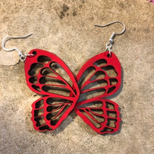 Laser cut hand painted wood earrings