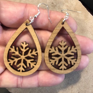 2 inch laser cut walnut plywood earrings