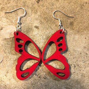 Laser cut hand painted wood earrings