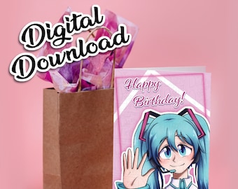 Hatsune Miku Birthday Card | Anime Design (Digital Download)