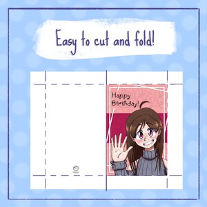 Printable Cute Anime Girl Birthday Card (download and Print) - Etsy