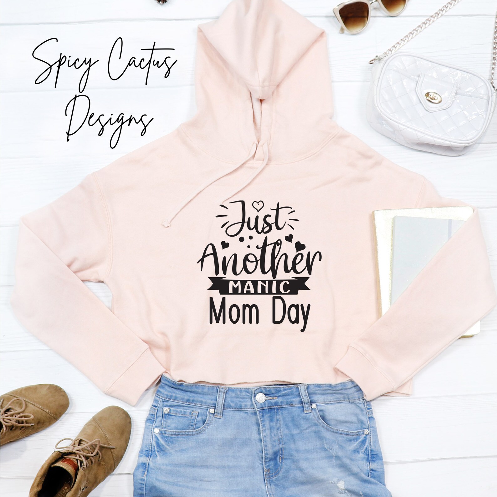 Mom Cropped Sweatshirt Just Another Manic Mom Day Sweater Etsy