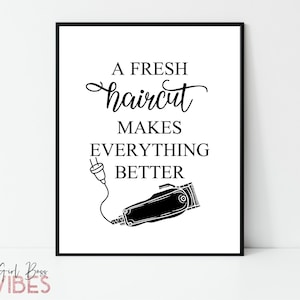 Barber Shop Décor, Haircut Poster, Barber Gift, Printable Wall Art, Hair Salon Art, Instant Download