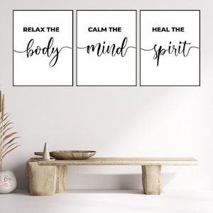 Relax, Calm, Heal, Relax Wall Décor, Massage Therapist, Printable Wall Art, Spa Décor, Massage Room Décor, Massage Quotes, Instant Download