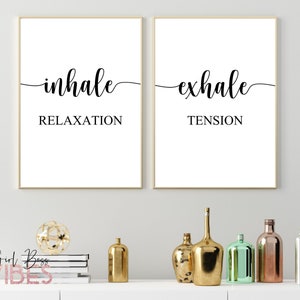 Inhale Exhale Poster, Print, Massage Therapist Decor, Printable Wall Art