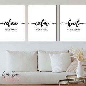 Relax Wall Decor, Set of 3, Printable Wall Art, Massage Art, Bathroom Wall Decor, Spa Décor, Massage Room Décor, Massage quotes