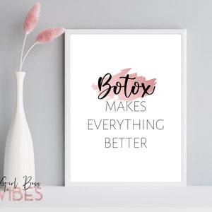 Blush Pink Botox and Fillers, Botox Posters, Cosmetic Surgery Quotes, Instant Download Printable Wall Decor