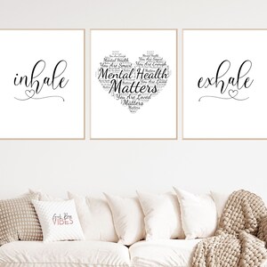 Mental Health Matters Art, 3PC Set Printable Wall Art, Mental Health Poster, Mental Health Art, Mental Health Décor, Therapy Wall Art