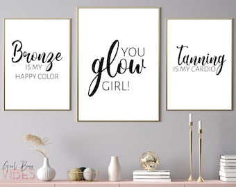 Tanning Salon Decor - 3pc Printable Wall Art, Instant Download