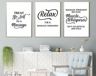 Massage Room Decor Massage Prints Massage Therapists Set of 3 Wall Art Massage Posters
