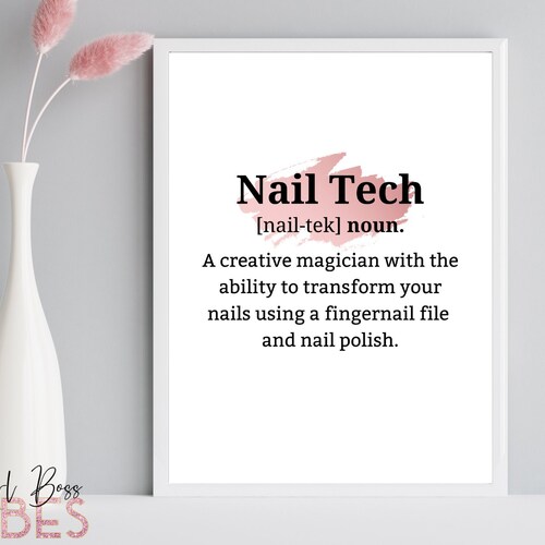Nail Technician Gift Definition Print Nail Salon Wall Art Etsy