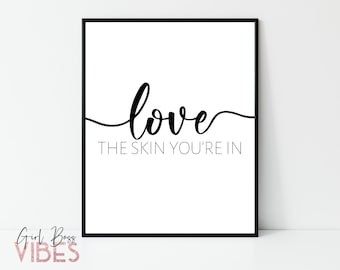 Love The Skin You're In - Salon Printable, Skincare Print, Esthetician Decor, Salon Print, Salon Decor Poster, Printable Wall Art