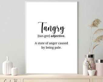 Tangry Definition Print, Tanning Salon Decor, Printable Wall Art