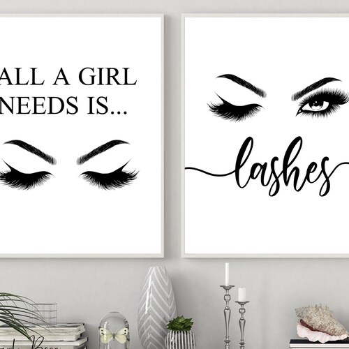 Eyelash Room Decor 2pc Printable Wall Art Lash Poster Lash Etsy