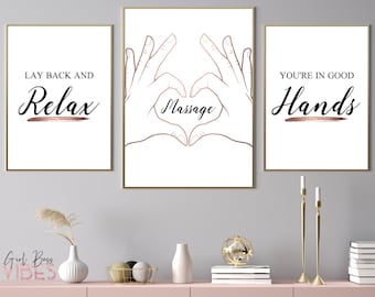 Rose Gold Massage Therapy Art Prints: Spa Decor (Digital Download)