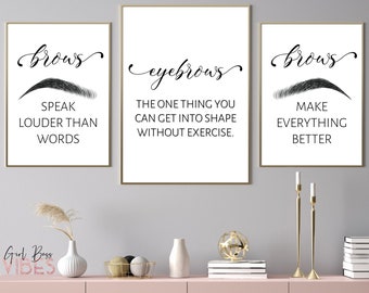 Eyebrow Quotes Printable Wall Art 3pc Set (Digital Download)