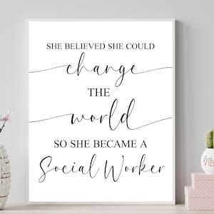 Social Worker Decor, Social Work Printable, Download