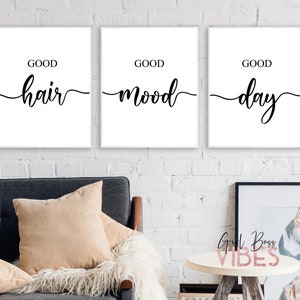 Hair Salon Decor, 3 Piece Hair Quote, Hairdressing Scissors, Hair Salon Wall Art, Download