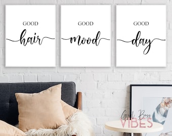 Hair Salon Decor, 3 Piece Hair Quote, Hairdressing Scissors, Hair Salon Wall Art, Download