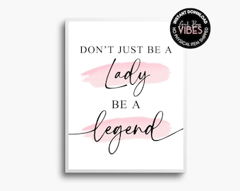 Boss Lady Legend Quote Art: Pink Printable Wall Decor (Digital Download)