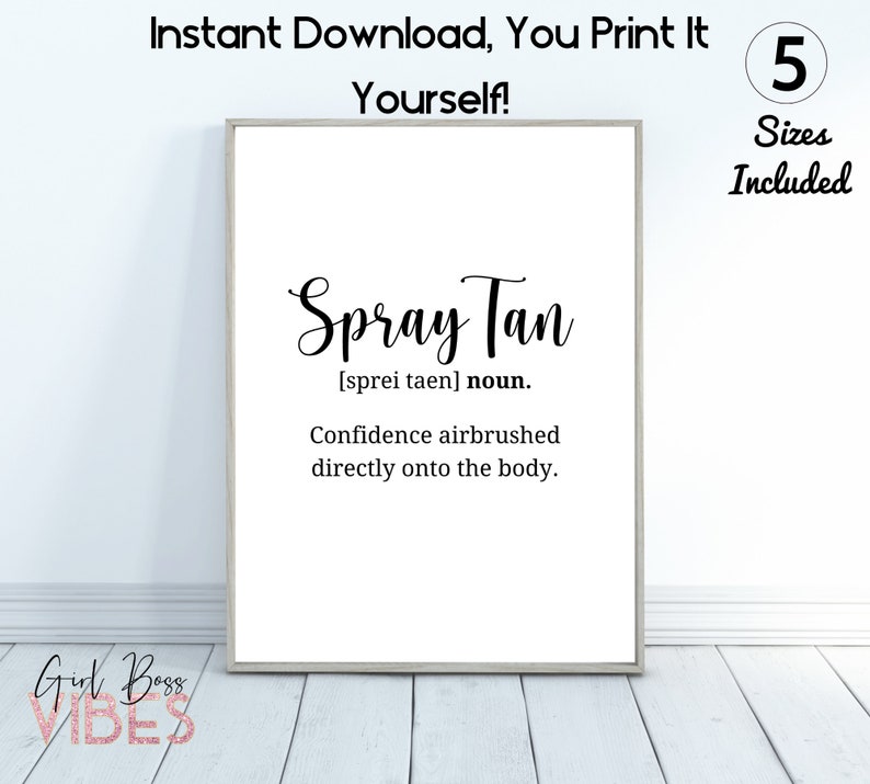 Spray Tan Definition Print Spray Tan Quote Printable Wall Etsy