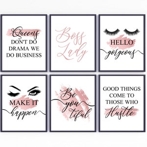 Boss Lady Quotes, Lady Boss Wall Art, Printable, Boss Babe Quotes, 6pc Wall Decor