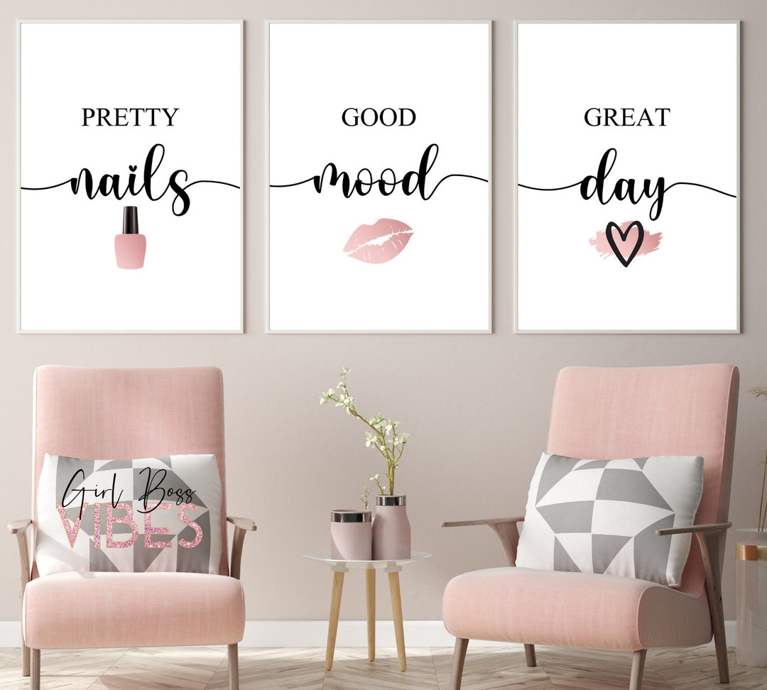 Nail Makeup Wall Decor, Set of 3 Prints, Printable Nail Salon Art Etsy
