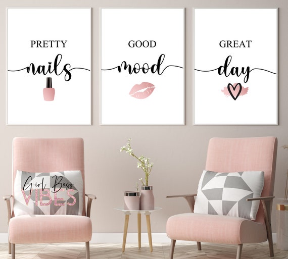 Nail Salon Wall Art. Printable Wall Art Set of 3. Nail Salon Decor