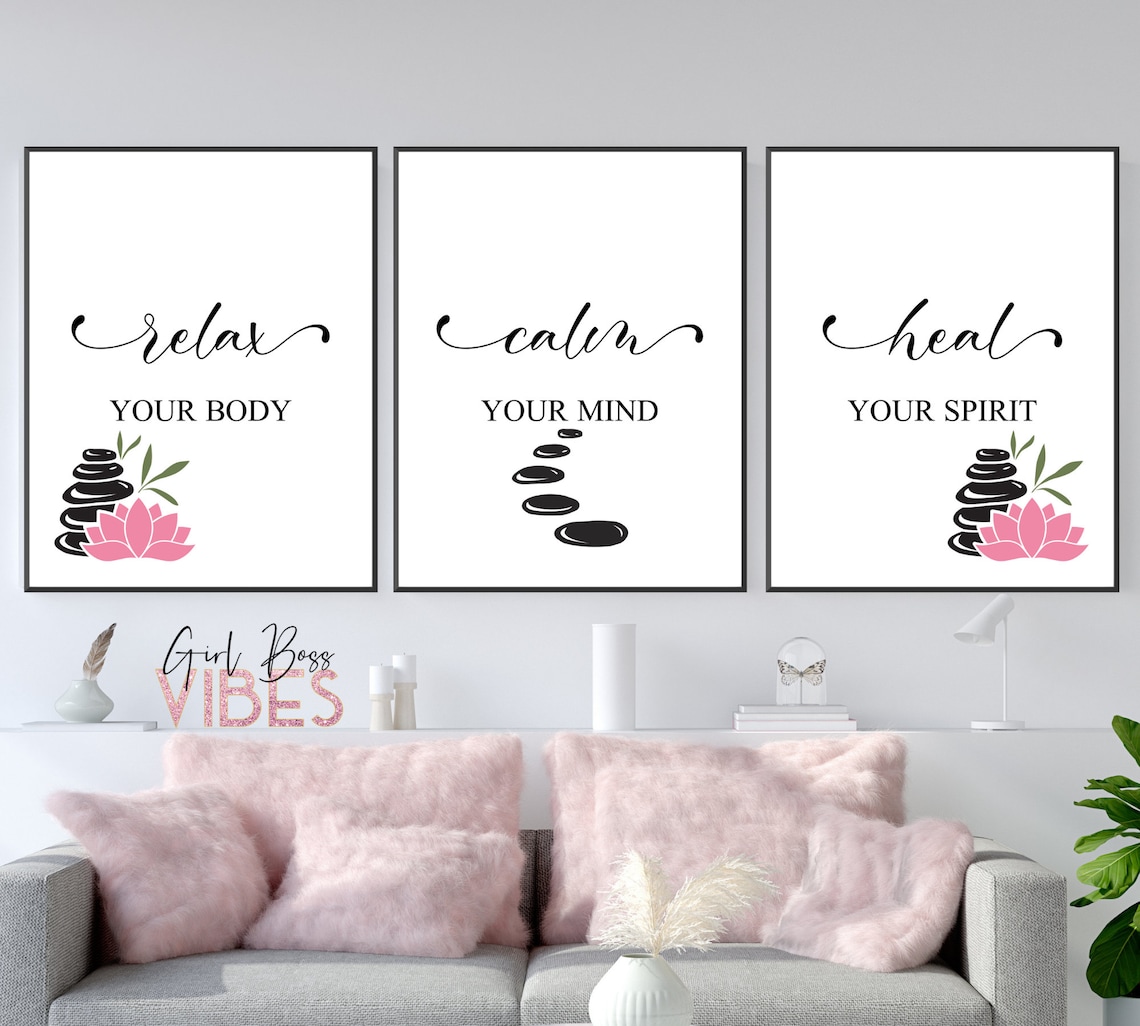 Relax Wall Decor Calm Wall Art Hot Stone Massage Art Etsy