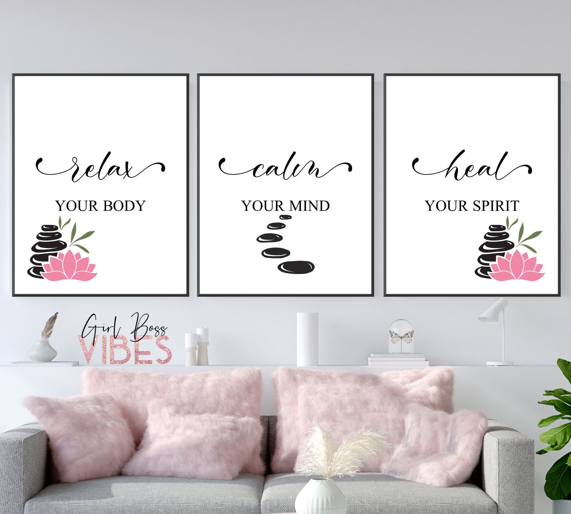 Relax Wall Decor Calm Wall Art Hot Stone Massage Art Etsy