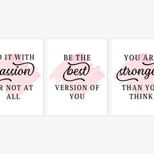 Pink Motivational Quotes, 3 PC Printable Wall Art, Inspirational Posters, Office Quotes, Boss Lady Decor, Self Love, Download