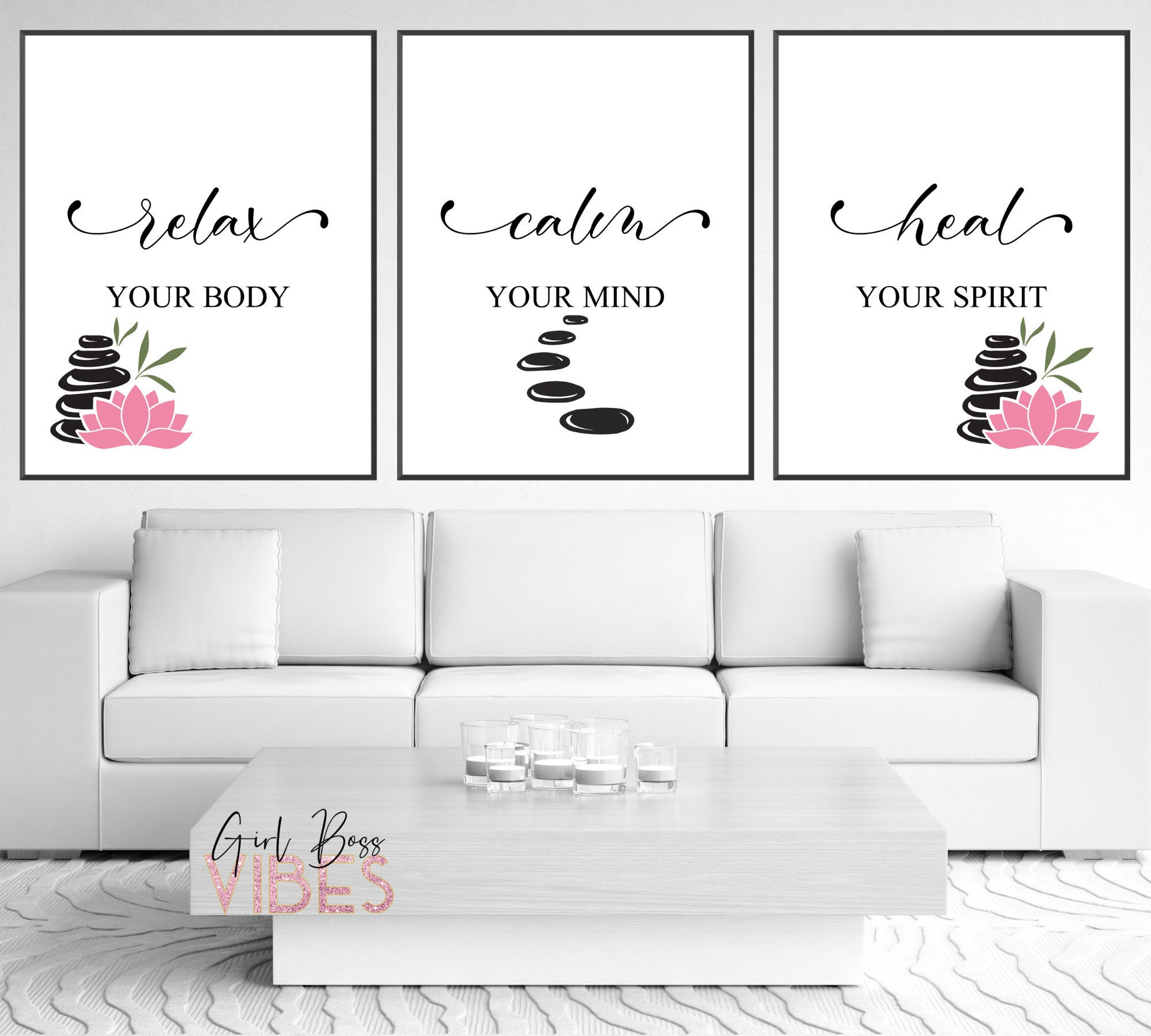 Relax Wall Decor Calm Wall Art Hot Stone Massage Art Etsy