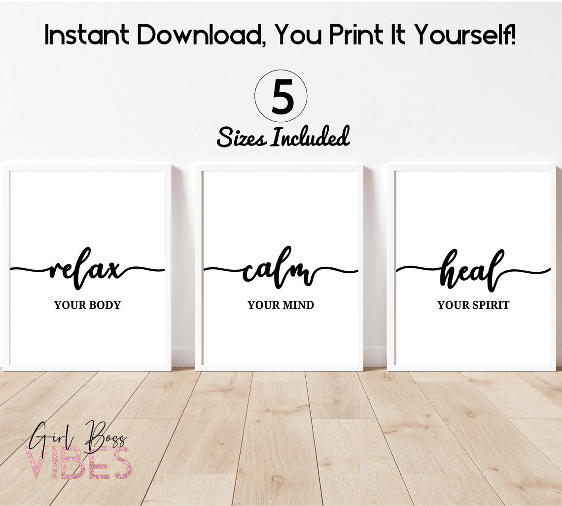 Relax Wall Decor Set of 3 Printable Wall Art Massage Art - Etsy