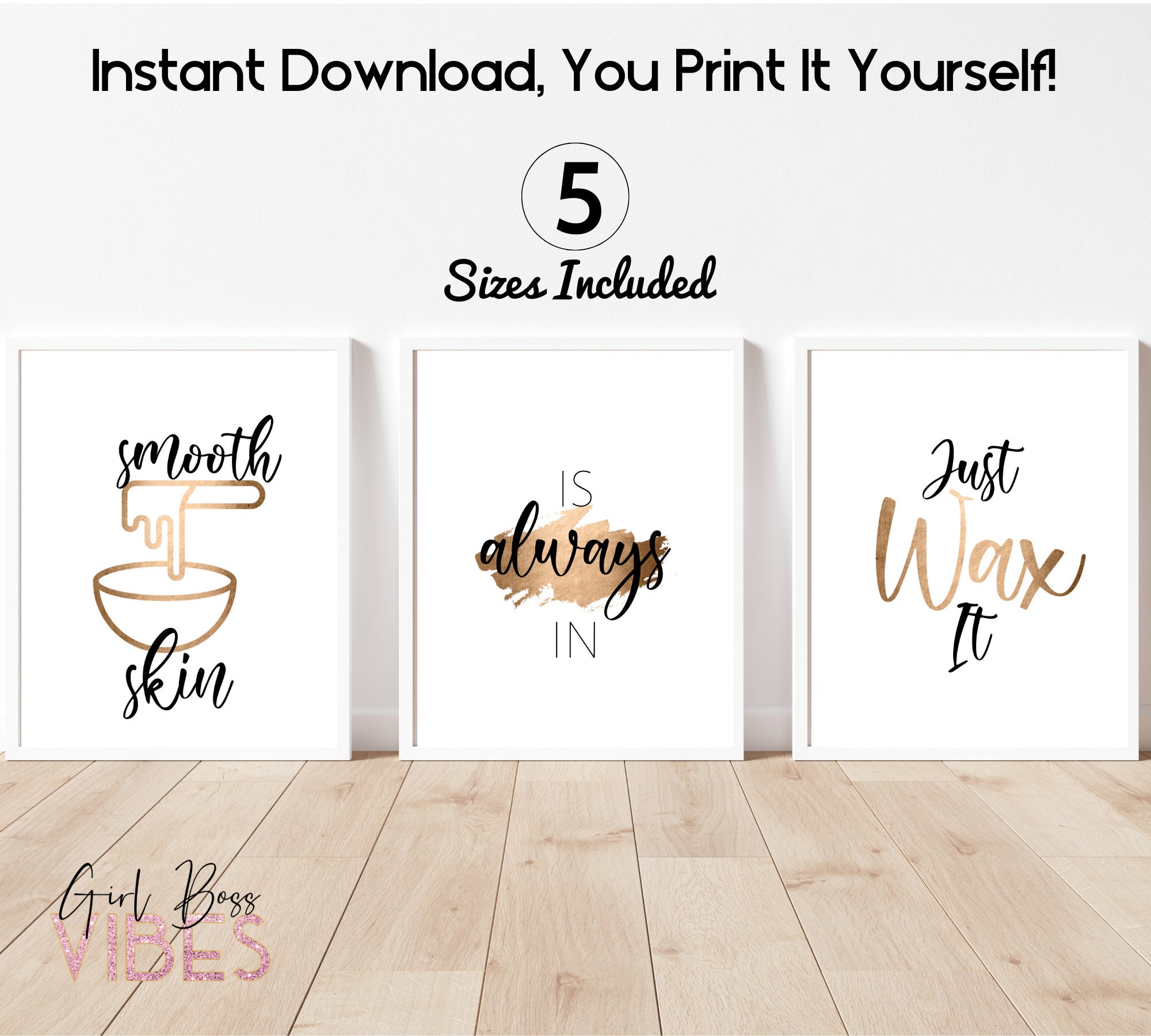 Gold Waxing Decor Body Waxing Quotes Printable Wall Art Etsy