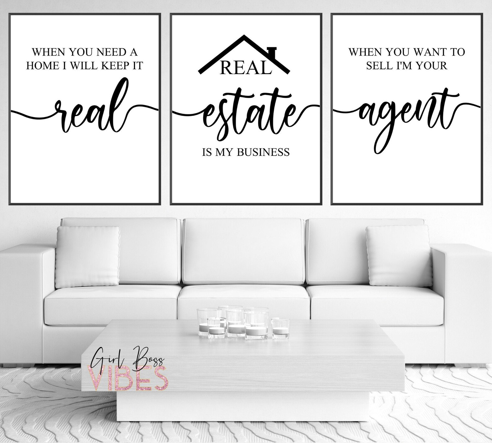 Real Estate Quotes, 3pc Set Printable Wall Art, Real Estate Posters