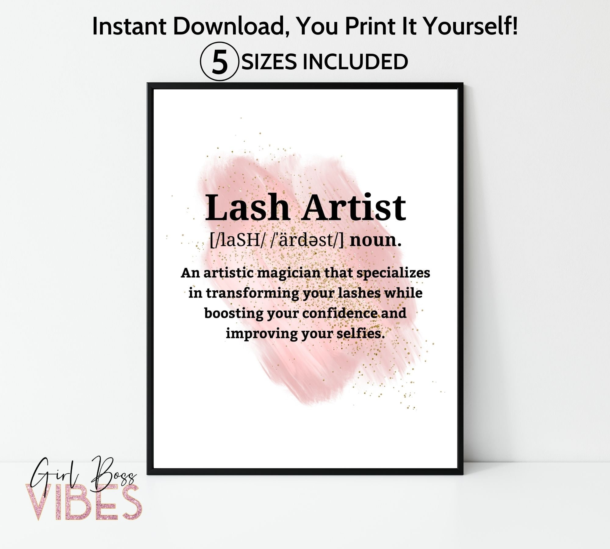 Blush Pink Eyelash Prints, Lashes, Lash Room Décor, 3pc Set