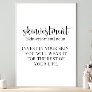 Skinvestment Skincare Wall Art, Esthetician Decor, Skin Care Quotes, Instant Download