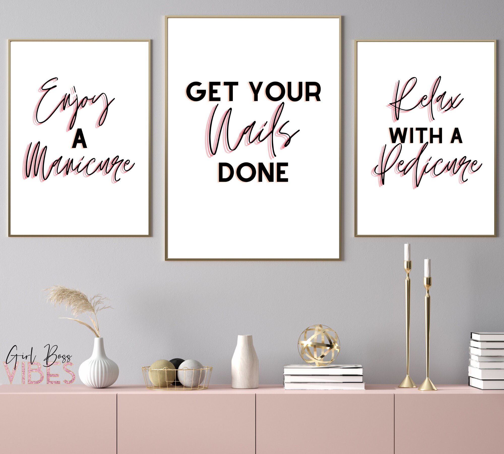 Nail Salon Decor Signs Set of 3 Prints Printable Wall Art | Etsy